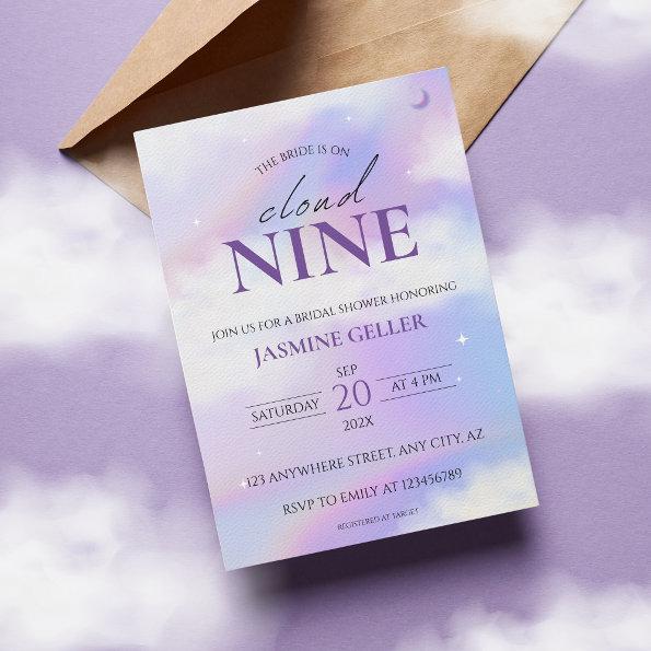 She's On cloud 9 Bridal Shower Dreamy Pastel Sky Invitations