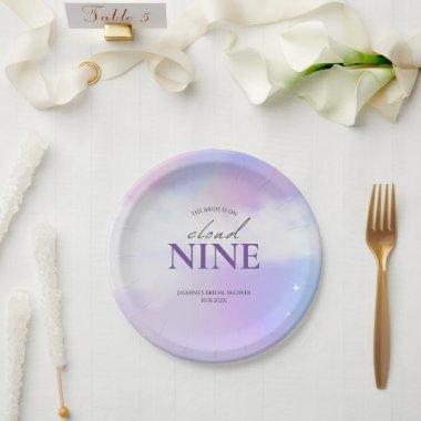 She's On cloud 9 Bridal Shower Dreamy Pastel Sky Paper Plates