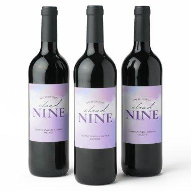 She's On cloud 9  Dreamy Pastel Sky Wine Label
