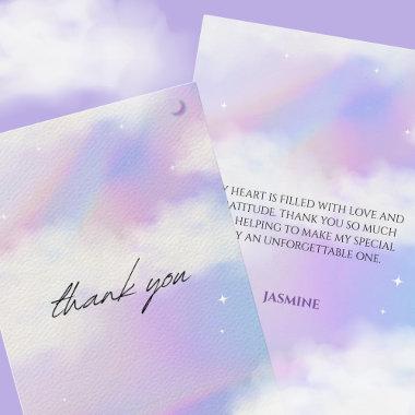 She's on cloud 9 Bridal Shower Dreamy Sky Pastel Thank You Invitations