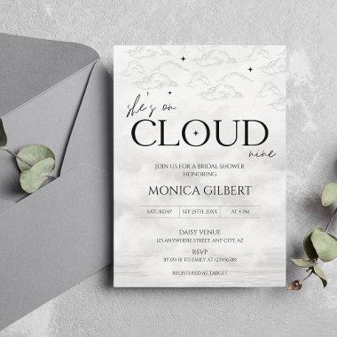 She's on cloud 9 Dreamy Elegant Bridal Shower Invitations