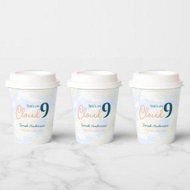 She's on Cloud 9 Minimalist Bridal Shower Paper Cups