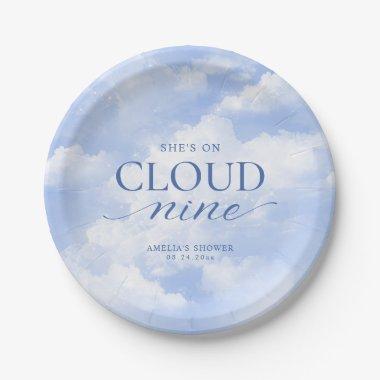 She's On Cloud Nine Blue  Paper Plates