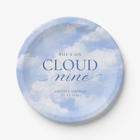 She's On Cloud Nine Blue  Paper Plates