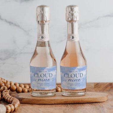 She's On Cloud Nine Blue  Sparkling Wine Label