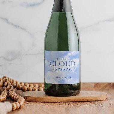 She's On Cloud Nine Blue  Sparkling Wine Label