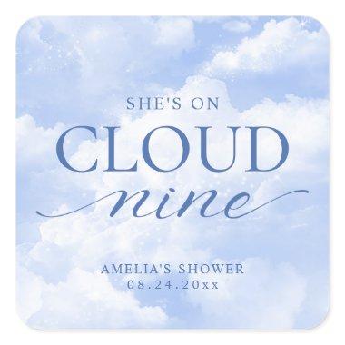 She's On Cloud Nine Blue  Square Sticker