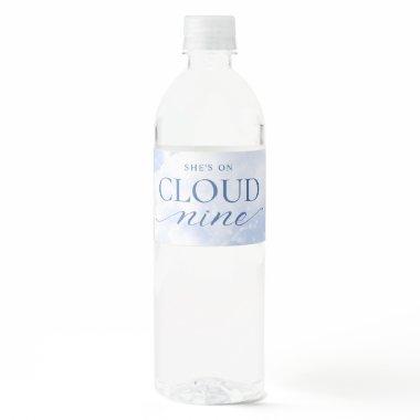 She's On Cloud Nine Blue  Water Bottle Label