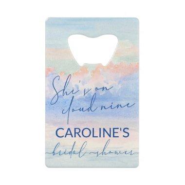 Shes On Cloud Nine Pastel Watercolor Bridal Shower Credit Invitations Bottle Opener