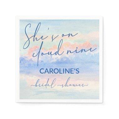 Shes On Cloud Nine Pastel Watercolor Bridal Shower Napkins