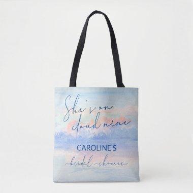 Shes On Cloud Nine Pastel Watercolor Bridal Shower Tote Bag