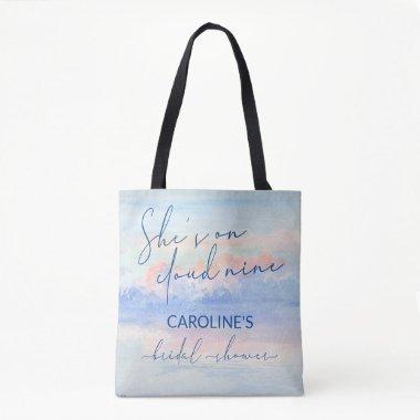 Shes On Cloud Nine Pastel Watercolor Bridal Shower Tote Bag