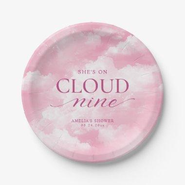 She's On Cloud Nine Pink  Paper Plates