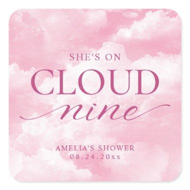 She's On Cloud Nine Pink  Square Sticker
