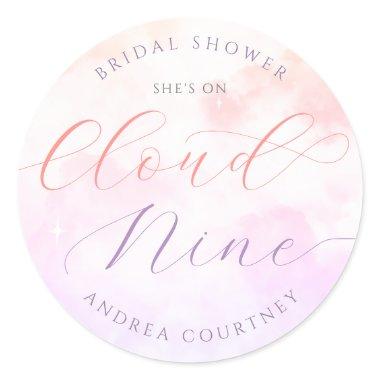 She's On Cloud Nine Pink Pastel  Classic Round Sticker