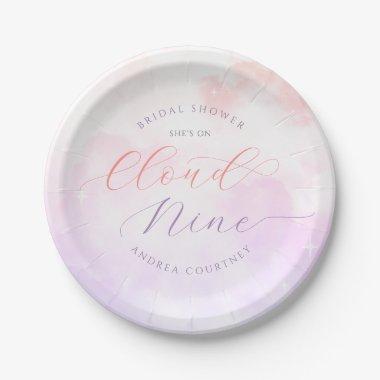 She's On Cloud Nine Pink Pastel  Paper Plates