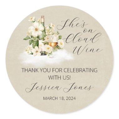 She's On Cloud Wine  Classic Round Sticker