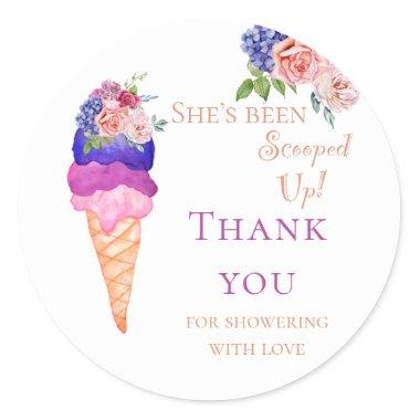 She's Scooped Up Ice Cream Bridal Shower Thank you Classic Round Sticker