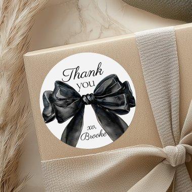 Shes tying the knot black  thank you Classic Round Sticker