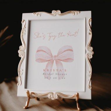 She's Tying the Knot Blush Bow Bridal Shower Poster