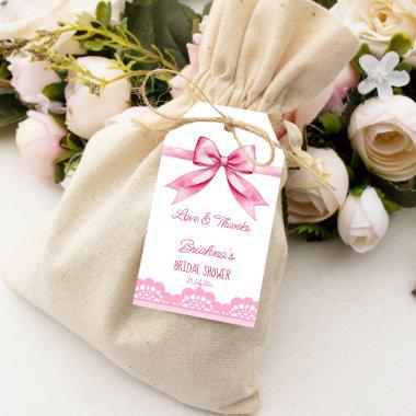 She's tying the knot bow bridal shower favor gift tags