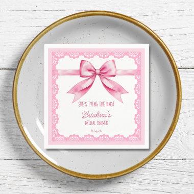 She's tying the knot bow bridal shower printed napkins