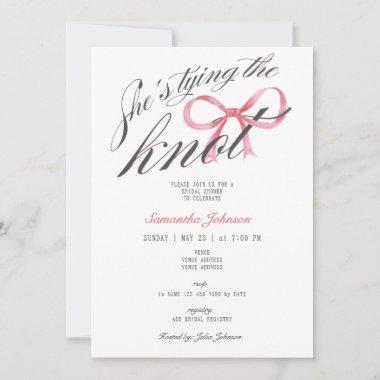 She's Tying the Knot Bow Coquette Bridal Shower Invitations