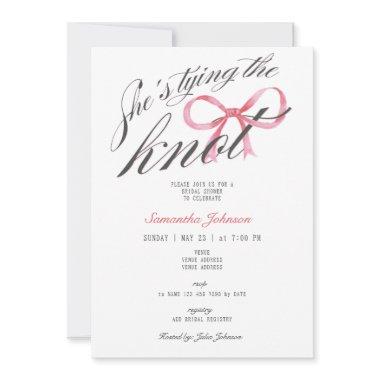 She's Tying the Knot Bow Coquette Bridal Shower Invitations