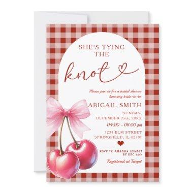 She's Tying The Knot Cherry Gingham Shower Bow