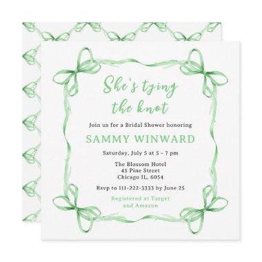 She's Tying The Knot Green Ribbon