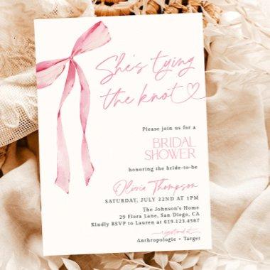 She's Tying the Knot Invite Pink Bow Bridal Shower