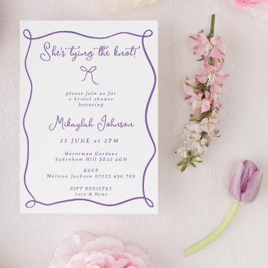 She's Tying the Knot Lilac Bow Bridal Shower Invitations
