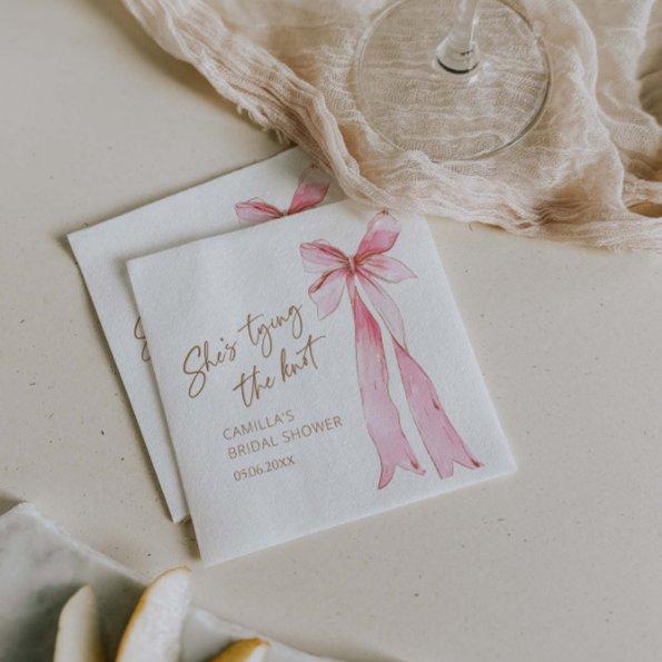 She's Tying the Knot Pink Bow  Napkins