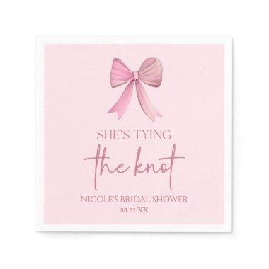 She's Tying The Knot Pink Bow Bridal Shower Napkins
