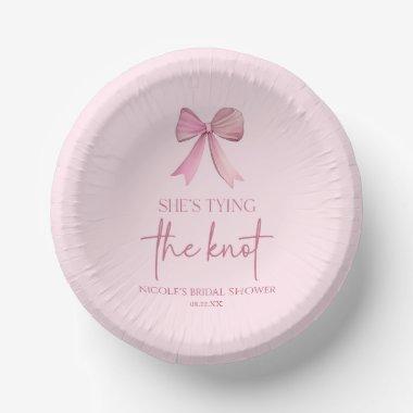 She's Tying The Knot Pink Bow Bridal Shower Paper Bowls