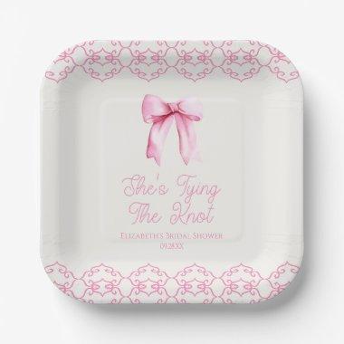 She's Tying The Knot Pink Bow  Paper Plates