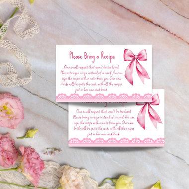 She's tying the knot pink bow recipe enclosure Invitations
