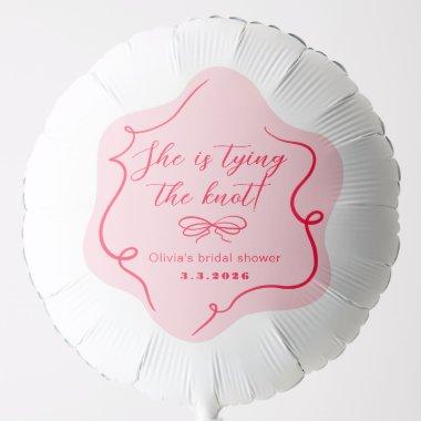 She's tying the knot retro wavy pink red balloon