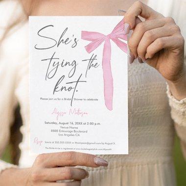 She's Tying the knot Script Pink Bow