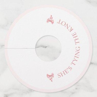 She's Tying the Knot Soft Pink Coquette Shower Wine Glass Tag