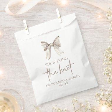 She's Tying The Knot White Bow Bridal Shower Favor Bag