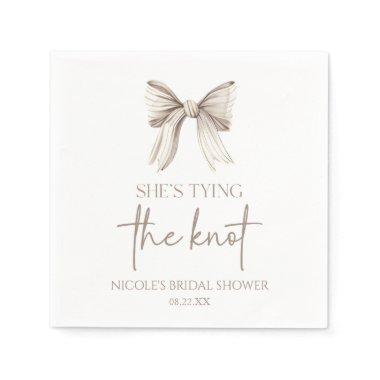 She's Tying The Knot White Bow Bridal Shower Napkins