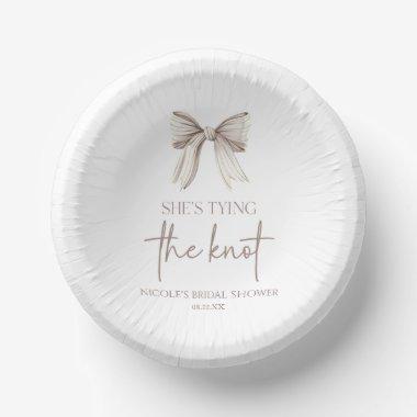 She's Tying The Knot White Bow Bridal Shower Paper Bowls