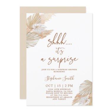 Shhh Surprise Pampas Grass Shower Invitations