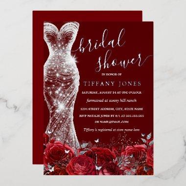 Shimmer Dress Red Silver Rose  Foil