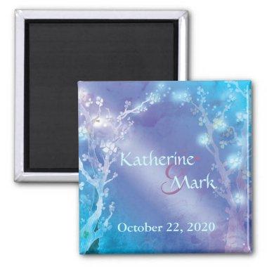 Shimmering Blue Wedding Save the Date Magnet