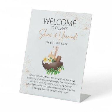 Shine and Unwind Spa Party Welcome Sign