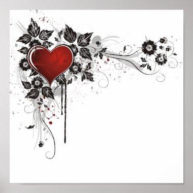 Shiny Heart, Leaves & Flowers - Original Poster