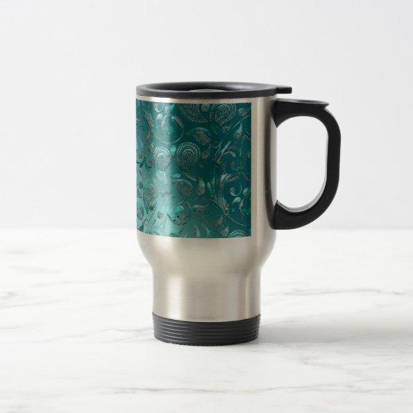 Shiny Paisley Turquoise Travel Mug