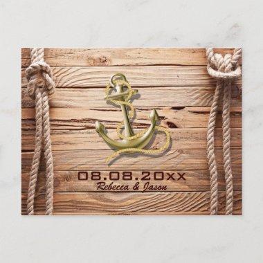 ship dock wood beach anchor nautical save the date announcement postInvitations